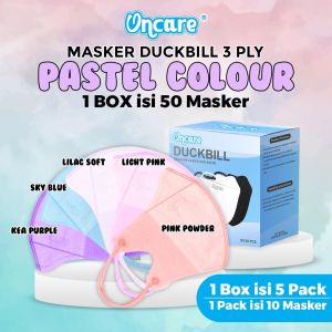Masker Duckbill Warna Warni Dewasa 1 Box Isi 50: TEBAL MASKER DUCKBILL EARLOOP RAINBOW GARIS