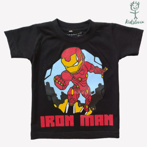 Kaos Anak Motif Superhero Ironman Bahan Katun untuk Anak Usia 1-6 Tahun dan Balita