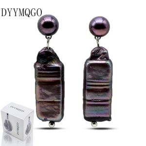 Fashion Pearl Earrings Long Earrings Brown Freshwater Pearl Womens Silver Earrings