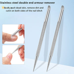 Double-ended Stainless Steel Cuticle Pusher Nail Manicures Remover Cleaning Push to Remove Dead Skin
