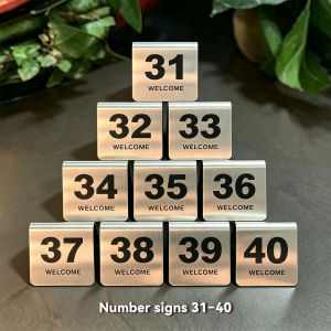 Stainless Steel Table Number Cards Double-Sided Set 1–50