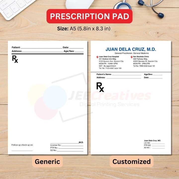 RX Prescription Pads , Generic or Customized Prescription Pads, A5 size ...