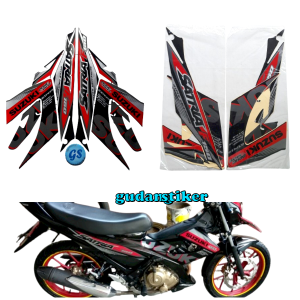 striping sticker motor suzuki satria f150 2015 full hitam-merah