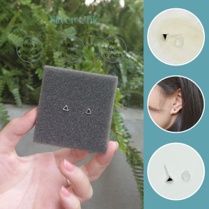 Bông tai bạc Black Triangle SILVER CHIC BT07
