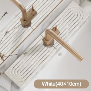 ZOOGGJZ 2pcs/set น้ำกระเซ็น พรมระบายน้ำก๊อกน้ำ ไดอะตอมไมต์ กันลื่น แผ่นดูดซับกันลื่น มีประโยชน์และดี มัลติฟังก์ชั่นการใช้งาน ตัวป้องกันเคาน์เตอร์ อุปกรณ์ห้องน้ำห้องครัว