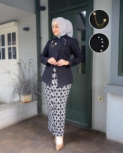 Setelan Kebaya Janggan Kretek Fukuro Jacquard/Set Kebaya Rok Wiron Batik/Set Kebaya Modern Kondangan