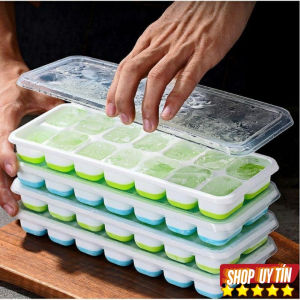 SET 5-10 Khay Làm Đá Silicon 14 Ô - Có Nắp Đậy Dẻo Dai Dễ Lấy Đá Có Nắp Đậy Tránh Mùi Tránh Khuẩn