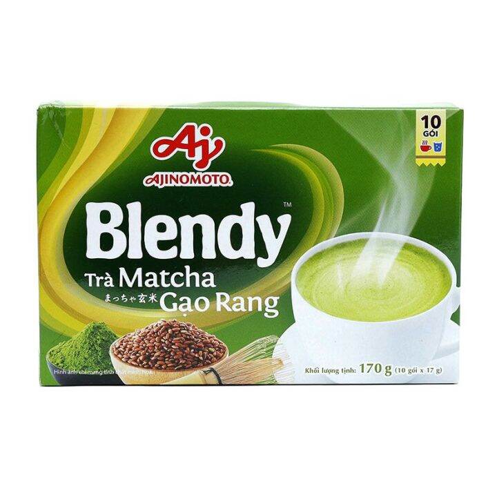 Trà matcha gạo rang blendy 170g (10 gói) là sự kết hợp hài hòa từ trà xanh và gạo rang được nhập khẩu trực tiếp từ Nhật Bản