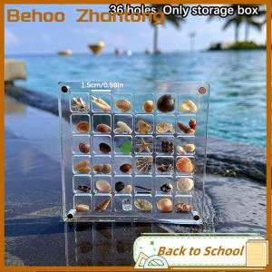 Behoo Acrylic Magnetic Seashell Display Box Seashell Clear Starfish Trinket Organizers 36 64 100 Grids Mini Seashell Storage Box