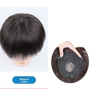 13x13cm Tóc giả nữ 100% tóc người thật nhẹ thoáng khí màu đen nâu sẫm miếng dán tóc che tóc bạc tóc trắng da đầu mỏng tăng độ dày tóc thay thế tóc.