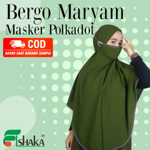 HIJAB INSTAN BERGO MARYAM MASKER / KERUDUNG JUMBO MASKER / HIJAB MASKER MOTIF POLKADOT KEKINIAN TERBARU 2021