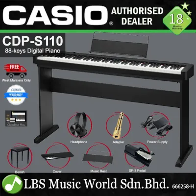 Casio CDP-S110 88 Keys Digital Piano Full Package with Piano Stand - Black (CDPS110 CDP S110)