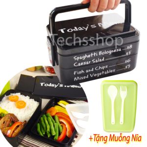 Hộp đựng cơm 2 tầng có muỗng nĩa - Hộp cơm văn phòng - Cà men cơm an toàn vệ sinh thực phẩm - Khay đựng cơm dành cho học sinh sinh viên công sở - Cà mên đựng cơm mang đi