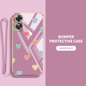 VRQR New Style INS Phone Case for OPPO A17 A17K A18 A38 A58 A98 F23 Reno 8T 4G 5G F23 A78 A79 A1 Pro A2 K11 4G 5G Colorful Love Printing Pattern Luxury Silicone Soft Shell With Free Strap