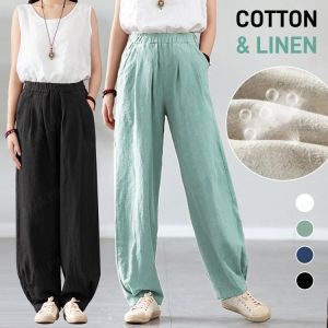 Cotton linen pants loose thin casual pants Literary lantern pants ladies linen Japanese pants