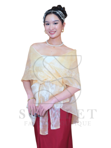 Modern Panuelo Wrap Around Filipiniana With Embroidered Design