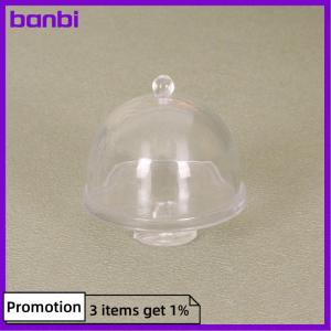 banbi 1:12 Dollhouse Miniature Transparent High Tray Dessert Plate W Cover Cake Fruit Tray Kitchen Decor Toy Doll House Accessories