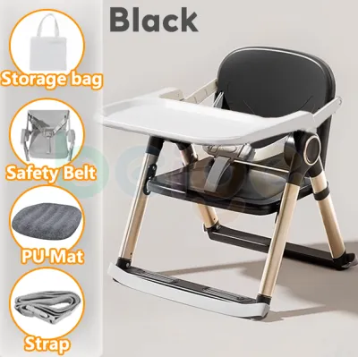 Portable Foldable Baby High Chair with Rust Proof Aluminum Legs Lightweight Booster Seat for Dining Travel