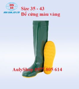 Ủng cấy ngắn Hoa San đế vàng cứng size 36-43 ủng đi mưa ủng lao động ủng hoa san