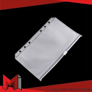 MallMainan-C1105 Zipper Pocket Binder A6 Transparan 6 Hole / Transparent Hand Book Bags Ziplock