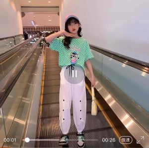 S01-32 Setelan baju kaos dan celana panjang anak perempuan remaja