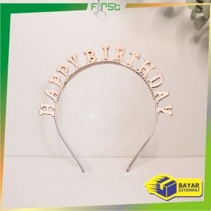 FH-C787 Bando Happy Birthday Silver Anak Bahan Plastik Pesta Ulang Tahun Korean Style / Bendo Wanita