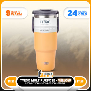 TYESO 600ml-1200ml Multipurpose (Yellow) with Handle & Straw Vacuum Insulated Stainless Steel Tumbler Flask