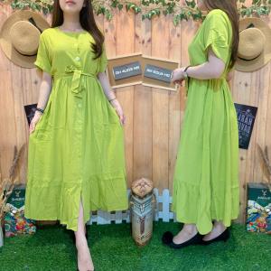 GHAUDENS  LONG DRESS BUTTON RAMPLE CRINKLE #3013