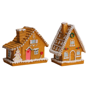 LED Lighted Gingerbreads House Figurines Ornament Christmas Decorations for Xmases Holiday Party New Year Home Decors