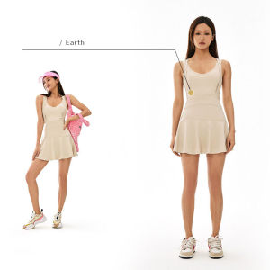 2024 Tennis Dress Female Sleeveless Sport Dress Training Running Fitness Short Dress Golf Badminton Dress Suits Padded Yoga Skirts