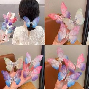 Kids Big Moving Butterfly Hair Clip Double Layer Simulation Baby Girl Hair Pin Butterfly Children Hair Clips Hair Accessories