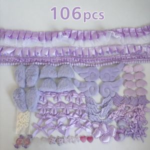 INVADER 106pcs/set Lace Ribbon Ita Bag Decor Kit Plush Ears Wing Charms Bag Decoration Kit Sweet Colorful Handmade Craft Set for Anime Fans