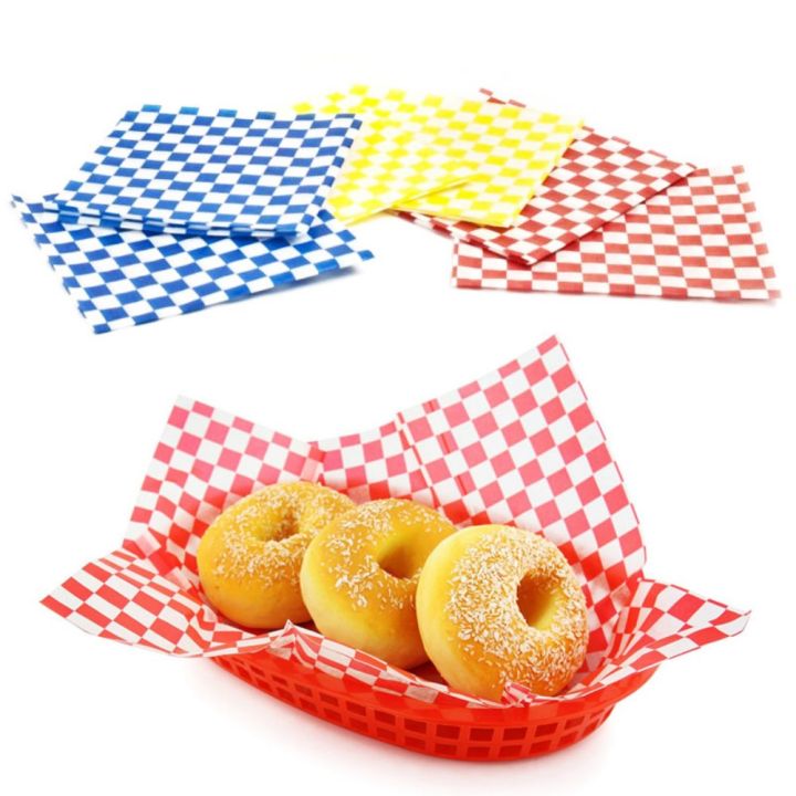 FAWYT Lattice 2826cm for Pizza Cookies Grease Resistant Waterproof Hamburg Paper Food Basket Liners Food Wrapping Papers Sandwich Wrap Papers