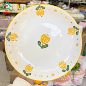 Bộ bát đĩa sứ Tulip Vàng-chén bát ăn cơm dễ thương viền vàng Decor chén dĩa đáng yêu VuaDecor