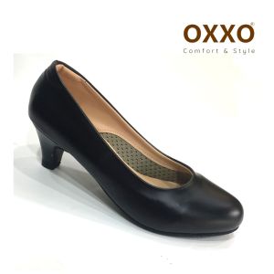 OXXO รองเท้าคัทชู หญิง เล็กกว่าปกติ1ไซส์ รองเท้าแฟชั่น ส้นสูง รองเท้าหุ้มส้น สูง2นิ้ว หนังนิ่ม ใส่สบายSB013