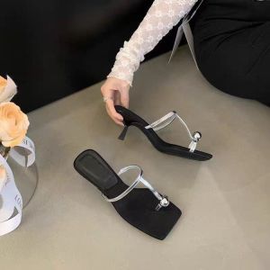 [Free Shipping] Casual Everyday Style Square-Toe Stiletto-Heeled Sandals A Cool New Summer Design With A Soft Sole That Won’T Tire Your Feet And Versatile Toe-Post Sandals