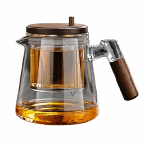 YIYU STUDIO Heat Resistant Tea separation Glass Teapot 650ML Creative Tea Pot with Infusers Easy Maintenance with Wooden Handle One-button Filtering Teapot Drinkware