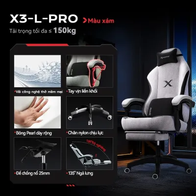 Ghế chơi game Xpanse 003 có đệm không cánh nâng cấp vải Nano-Tech 135° tựa lưng có thể điều chỉnh thiết kế tiện dụng trong nhiều giờ làm việc và chơi game thoải mái