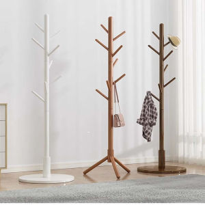 Qifeng Wood Floor Coat Stand Clothes Rack Bedroom and Household Floor Hanger Rod Clothes Hanger Simple Modern Bag Hanging Rack