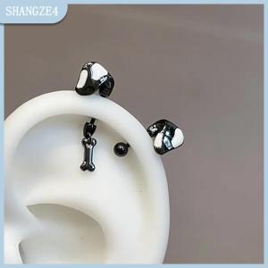 【SHANGZE4】 1 cái tai Dalmatian xương tai móng tay thép không gỉ dễ thương Bông tai cho phụ nữ cơ thể đâm thủng phụ kiện