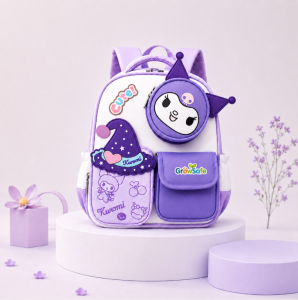 GrowSafe 2026 New Kuromi Kindergarten Three-Piece Backpack Set for Girls