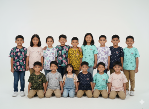 Kids Cotton Short Sleeve Button-Up Tee with Animal/Leaf Print - Comfort Fit for Boys