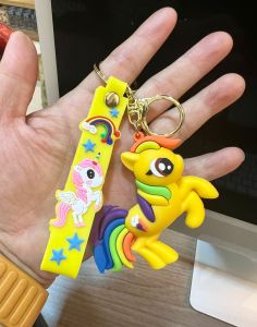 Gantungan Kunci Lucu 3D Unicorn  + Tali Unicorn & Star + Kaitan Keychain Kuda Poni Tas Key Chain Karakter Kartun Gantungan Kunci Motor Mobil Rumah Bag Hadiah Gift Souvenir Ultah Ulang Tahun