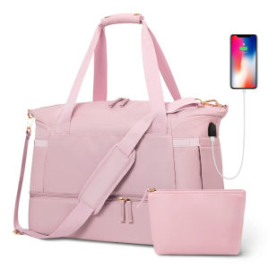 Large Capacity Portable Travel Bag Multifunctional Waterproof Sports Duffel Bag with USB Womens Weekender Overnight Bag