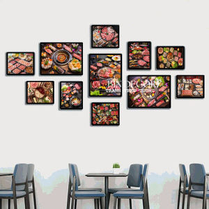 Bộ 11 khung ảnh lẩu và nướng trang trí decor quán nhà hàng kèm đinh treo
