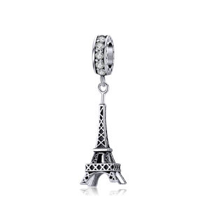 BAMOER 925 Sterling Silver Retro Eiffel Tower Pendant Charm for Bracelet or Necklace Jewelry BSC154