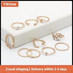 【Local shipping】 10Pcs set Moon Star Rings Women Girls Bohemian Jewellery set Gifts Accessories