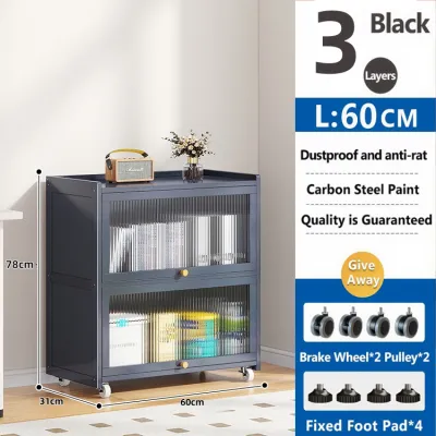 Storage rack floor standing household movable with wheels bookshelf storage cabinet multifunctional kitchen storage cabi
