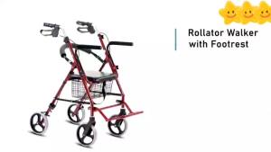 Foldable Wheelchair For Portable With Toilet Rollator Walker Foot Rest Travel