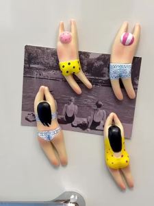 3D Fridge Decor Three-Dimensional Creative Vacation Cute Swimming Beach Boys Girls Refrigerator Stickers Cute Home Decorations European Funny Decorative Collectible for Display and Gifting